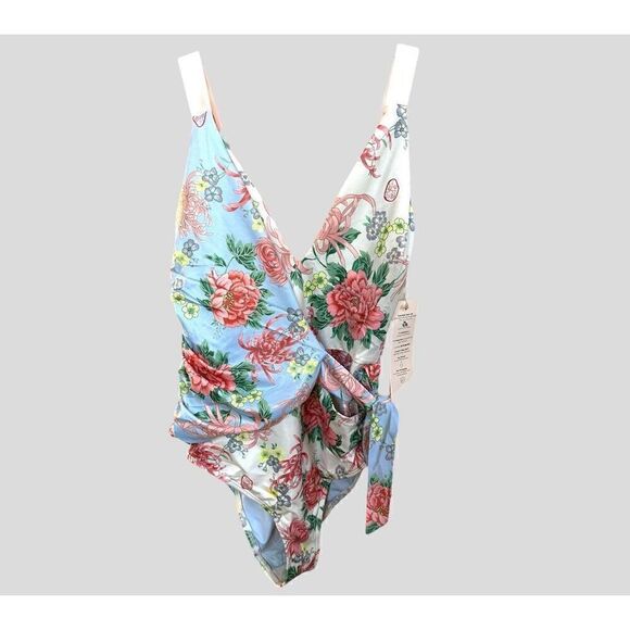 We are Hah Floral Wrap One Piece Swimsuit Size S - Picture 3 of 8